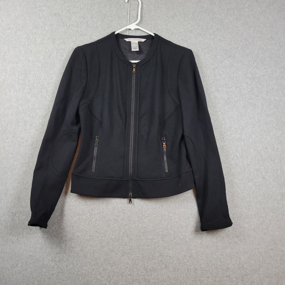 Diane Von Furstenberg Black Wool LS Full Zip Pockets Lined Jacket Women's 8